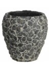  Puķu pods keramikas kašpo pelēks apaļš ar ziedlapiņām 17cm