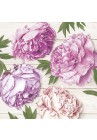  Salvetes puķes Romantic Peonies on White Wood 1pac