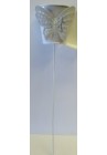  Dekors mini spainītis ar taurenīti balts uz kātiņa 32cm